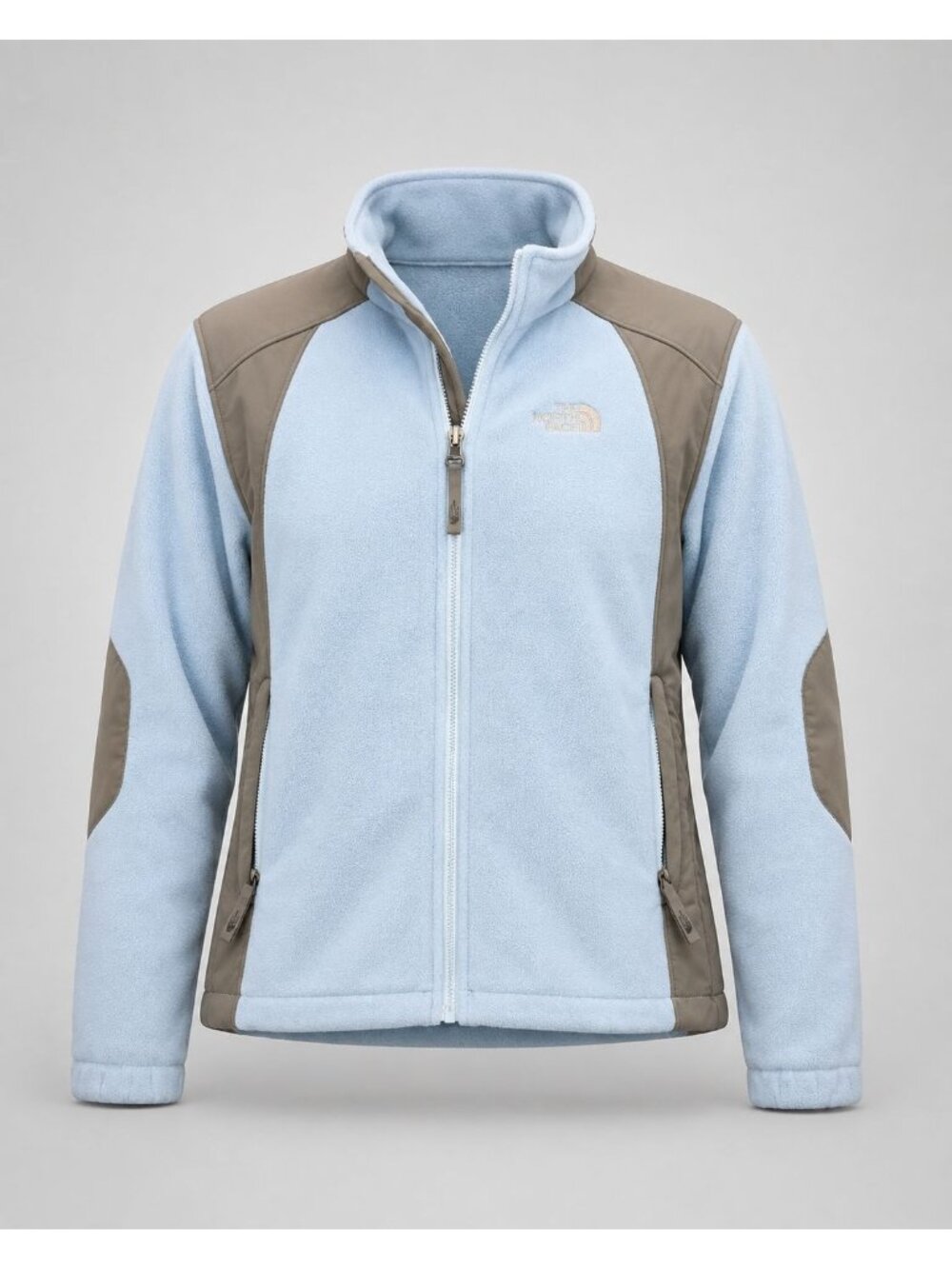 The North Face Womens Small Fleece Jacket Blue Brown Full-Zip Warm Base Layer